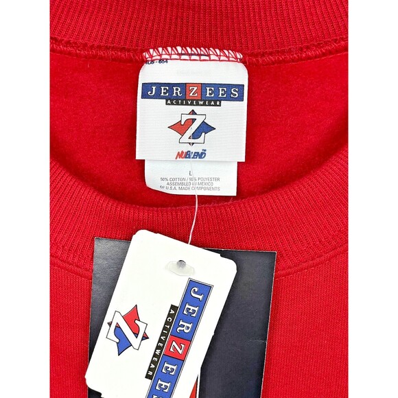 NWT Vintage 90s Jerzees NuBlend Made in Mexico Blank Sweatshirt Red Men's L (B1) - Picture 4 of 6